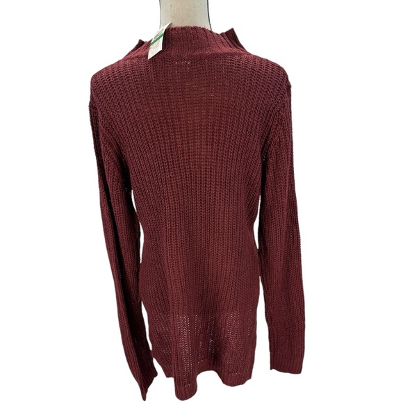 Planet Gold Long Sleeve Crew Keyhole Neck Sweater - Maroon Red - size Large - Picture 3 of 7